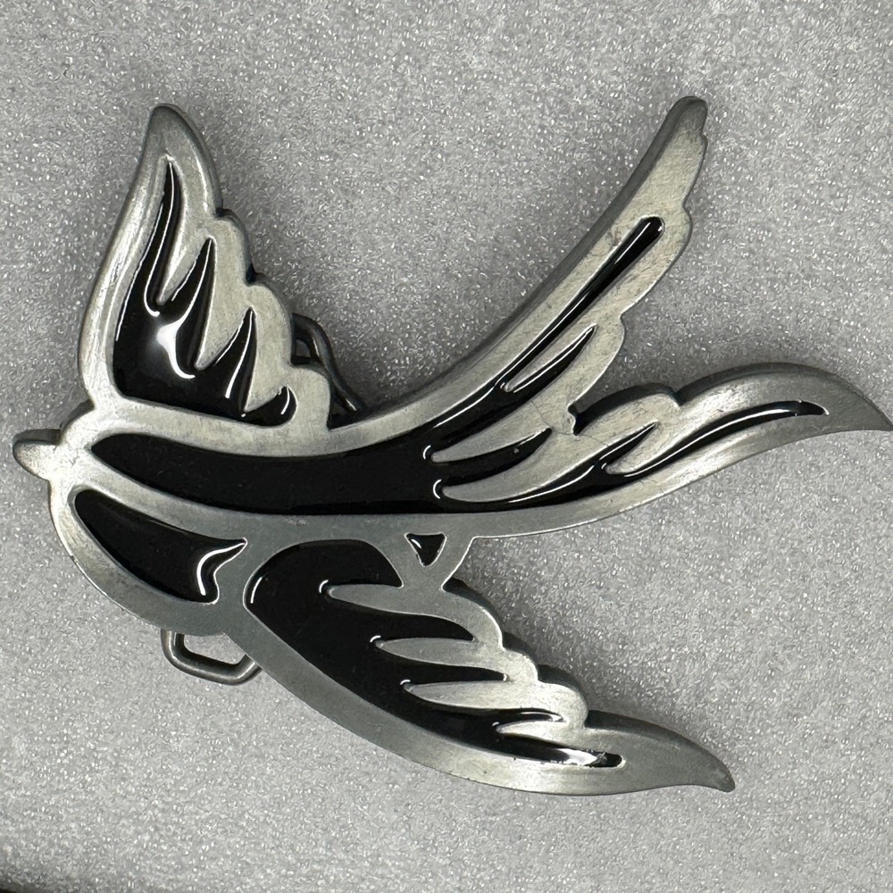 Black Bird Belt Buckle Swallow Flying Wings Metal Western Cowboy Biker